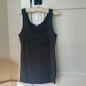 Dark Grey J. Crew Tank with Cotton Ruffle